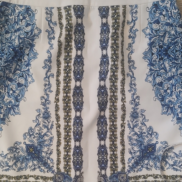 Laundry by Shelli Segal Blue and White Midi Pencil Skirt Size 8 EUC - Picture 3 of 11